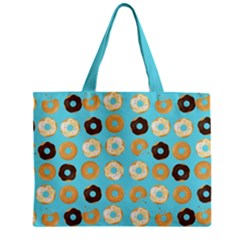 Donuts Pattern With Bites Bright Pastel Blue And Brown Zipper Mini Tote Bag by genx