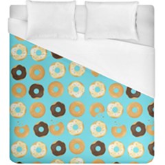 Donuts Pattern With Bites Bright Pastel Blue And Brown Duvet Cover (king Size) by genx