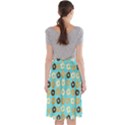 Donuts Pattern With Bites bright pastel blue and brown Midi Beach Skirt View2