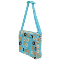 Donuts Pattern With Bites Bright Pastel Blue And Brown Cross Body Office Bag by genx