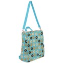 Donuts Pattern With Bites bright pastel blue and brown Crossbody Backpack View2