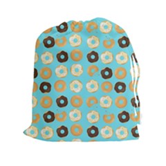 Donuts Pattern With Bites Bright Pastel Blue And Brown Drawstring Pouch (xxl) by genx