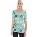 Donuts Pattern With Bites bright pastel blue and brown Wide Neckline Tee View1