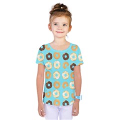 Donuts Pattern With Bites bright pastel blue and brown Kids  One Piece Tee