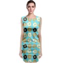 Donuts Pattern With Bites bright pastel blue and brown Sleeveless Velvet Midi Dress View1