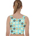 Donuts Pattern With Bites bright pastel blue and brown Velvet Racer Back Crop Top View2