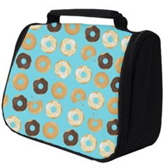 Donuts Pattern With Bites Bright Pastel Blue And Brown Full Print Travel Pouch (big) by genx