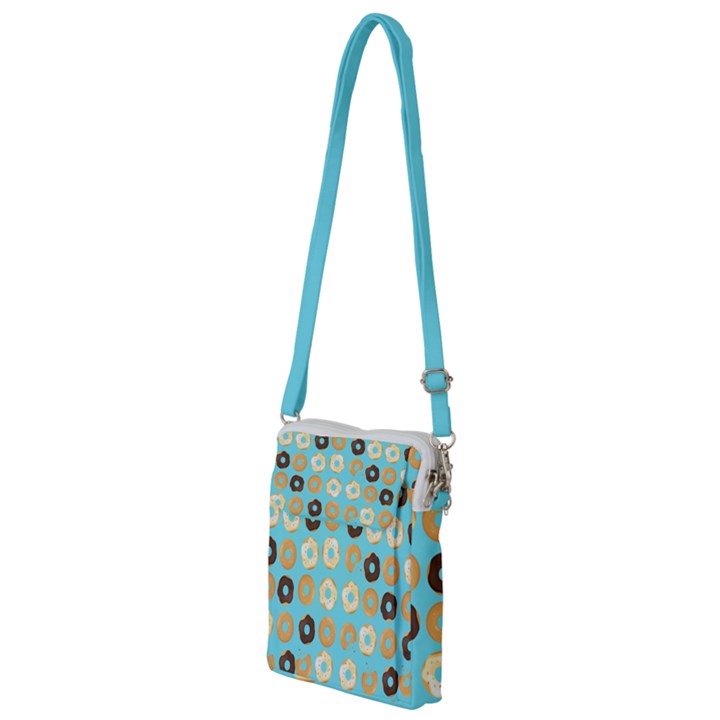 Donuts Pattern With Bites bright pastel blue and brown Multi Function Travel Bag