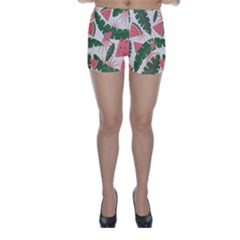 Tropical Watermelon Leaves Pink And Green Jungle Leaves Retro Hawaiian Style Skinny Shorts by genx