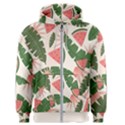 Tropical Watermelon Leaves Pink and green jungle leaves retro Hawaiian style Men s Zipper Hoodie View1