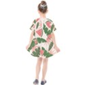 Tropical Watermelon Leaves Pink and green jungle leaves retro Hawaiian style Kids  Smock Dress View2