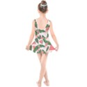 Tropical Watermelon Leaves Pink and green jungle leaves retro Hawaiian style Kids  Skater Dress Swimsuit View2