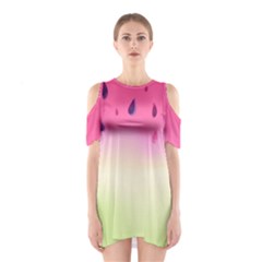 Watermelon Pastel Gradient Pink Watermelon Pastel Gradient Shoulder Cutout One Piece Dress by genx