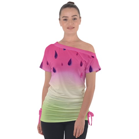 Watermelon Pastel Gradient Pink Watermelon Pastel Gradient Tie-up Tee by genx