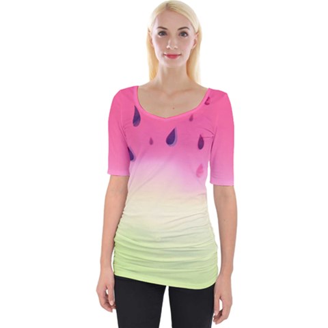 Watermelon Pastel Gradient Pink Watermelon Pastel Gradient Wide Neckline Tee by genx