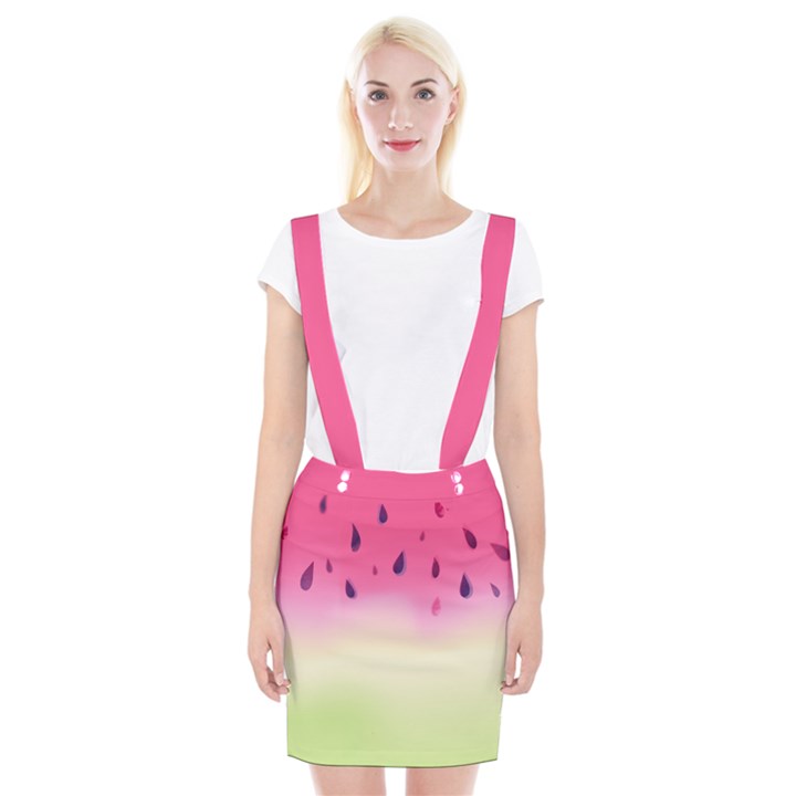 Watermelon Pastel Gradient Pink Watermelon Pastel Gradient Braces Suspender Skirt