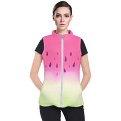 Watermelon Pastel Gradient Pink Watermelon Pastel Gradient Women s Puffer Vest