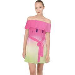 Watermelon Pastel Gradient Pink Watermelon Pastel Gradient Off Shoulder Chiffon Dress by genx