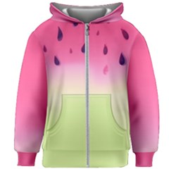 Watermelon Pastel Gradient Pink Watermelon Pastel Gradient Kids  Zipper Hoodie Without Drawstring by genx