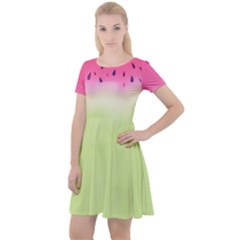 Watermelon Pastel Gradient Pink Watermelon Pastel Gradient Cap Sleeve Velour Dress  by genx