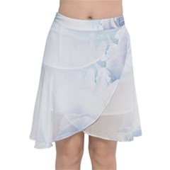 Beautiful Floral Design In Soft Blue Colors Chiffon Wrap Front Skirt by FantasyWorld7