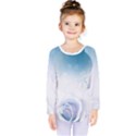 Beautiful Floral Design In Soft Blue Colors Kids  Long Sleeve Tee View1