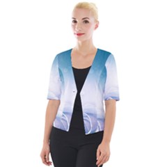 Beautiful Floral Design In Soft Blue Colors Cropped Button Cardigan by FantasyWorld7