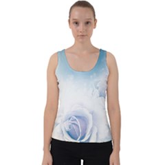 Beautiful Floral Design In Soft Blue Colors Velvet Tank Top by FantasyWorld7