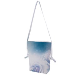 Beautiful Floral Design In Soft Blue Colors Folding Shoulder Bag by FantasyWorld7