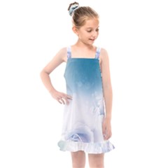 Beautiful Floral Design In Soft Blue Colors Kids  Overall Dress by FantasyWorld7