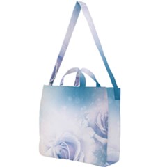 Beautiful Floral Design In Soft Blue Colors Square Shoulder Tote Bag by FantasyWorld7