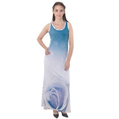 Beautiful Floral Design In Soft Blue Colors Sleeveless Velour Maxi Dress by FantasyWorld7