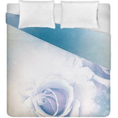 Beautiful Floral Design In Soft Blue Colors Duvet Cover Double Side (king Size) by FantasyWorld7