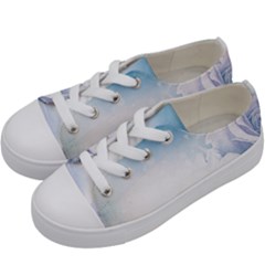 Beautiful Floral Design In Soft Blue Colors Kids  Low Top Canvas Sneakers by FantasyWorld7