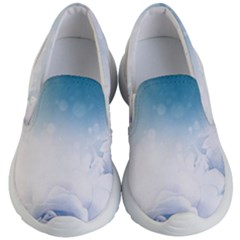 Beautiful Floral Design In Soft Blue Colors Kids  Lightweight Slip Ons by FantasyWorld7