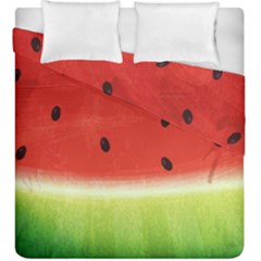 Juicy Paint Texture Watermelon Red And Green Watercolor Duvet Cover Double Side (king Size) by genx