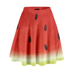 Juicy Paint Texture Watermelon Red And Green Watercolor High Waist Skirt by genx