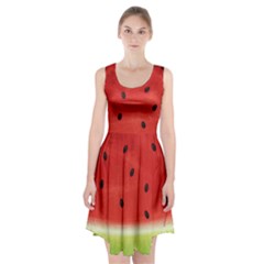 Juicy Paint Texture Watermelon Red And Green Watercolor Racerback Midi Dress by genx