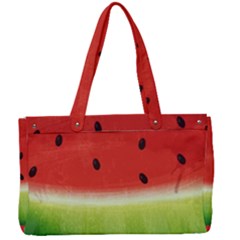 Juicy Paint Texture Watermelon Red And Green Watercolor Canvas Work Bag by genx