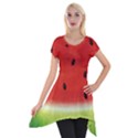 Juicy Paint texture Watermelon red and green watercolor Short Sleeve Side Drop Tunic View1