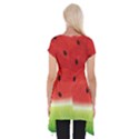 Juicy Paint texture Watermelon red and green watercolor Short Sleeve Side Drop Tunic View2