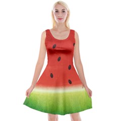 Juicy Paint Texture Watermelon Red And Green Watercolor Reversible Velvet Sleeveless Dress by genx