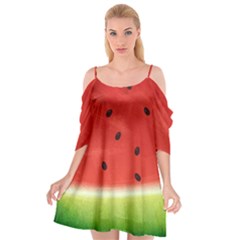 Juicy Paint Texture Watermelon Red And Green Watercolor Cutout Spaghetti Strap Chiffon Dress by genx