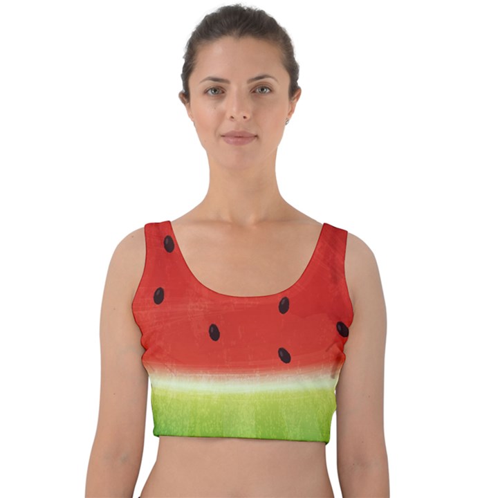 Juicy Paint texture Watermelon red and green watercolor Velvet Crop Top