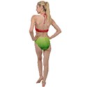 Juicy Paint texture Watermelon red and green watercolor Plunging Cut Out Swimsuit View2