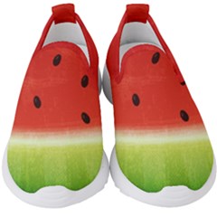 Juicy Paint Texture Watermelon Red And Green Watercolor Kids  Slip On Sneakers by genx