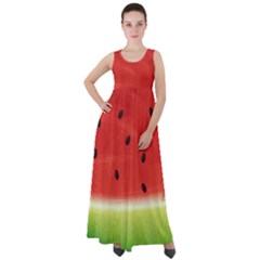 Juicy Paint Texture Watermelon Red And Green Watercolor Empire Waist Velour Maxi Dress by genx