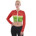 Juicy Paint texture Watermelon red and green watercolor Long Sleeve Cropped Velvet Jacket View1