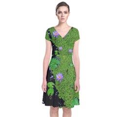 Lily Pond Short Sleeve Front Wrap Dress by okhismakingart