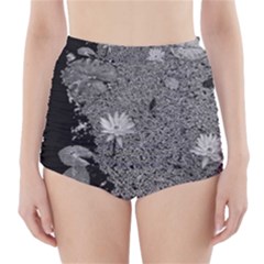 Black And White Lily Pond High-waisted Bikini Bottoms by okhismakingart